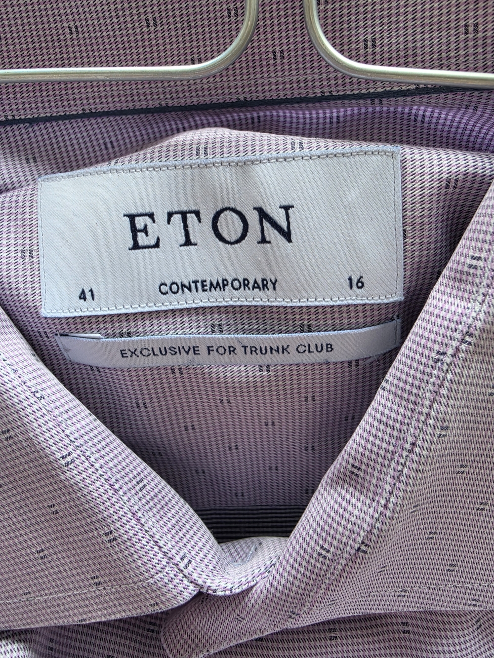 Eton Contemporary Trunk Club Men's Dress Shirt Soft Lavendar Weave Cotton 16/41